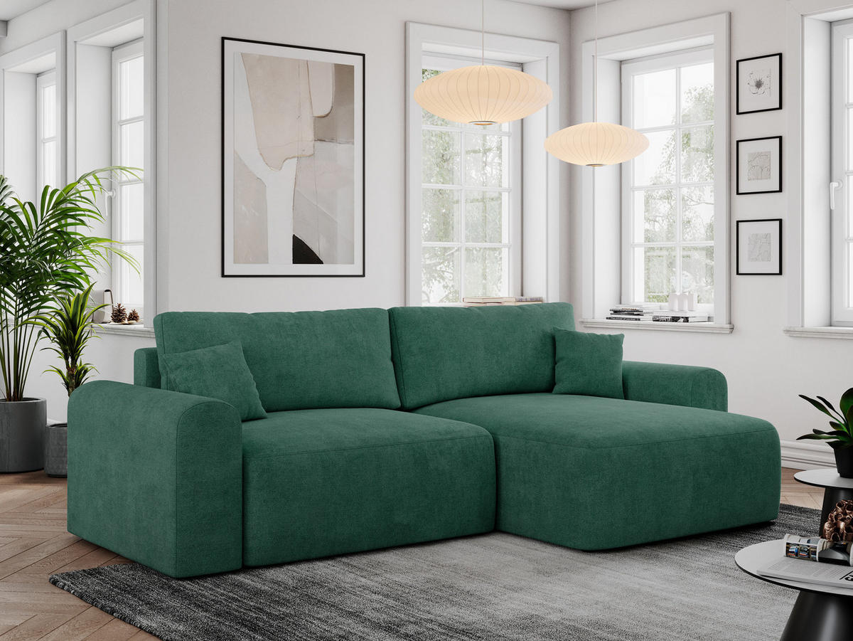 ECKSOFA NELSON Grün Struktur - Schwarz/Grün, Kunststoff/Textil (274/152cm) - MKS