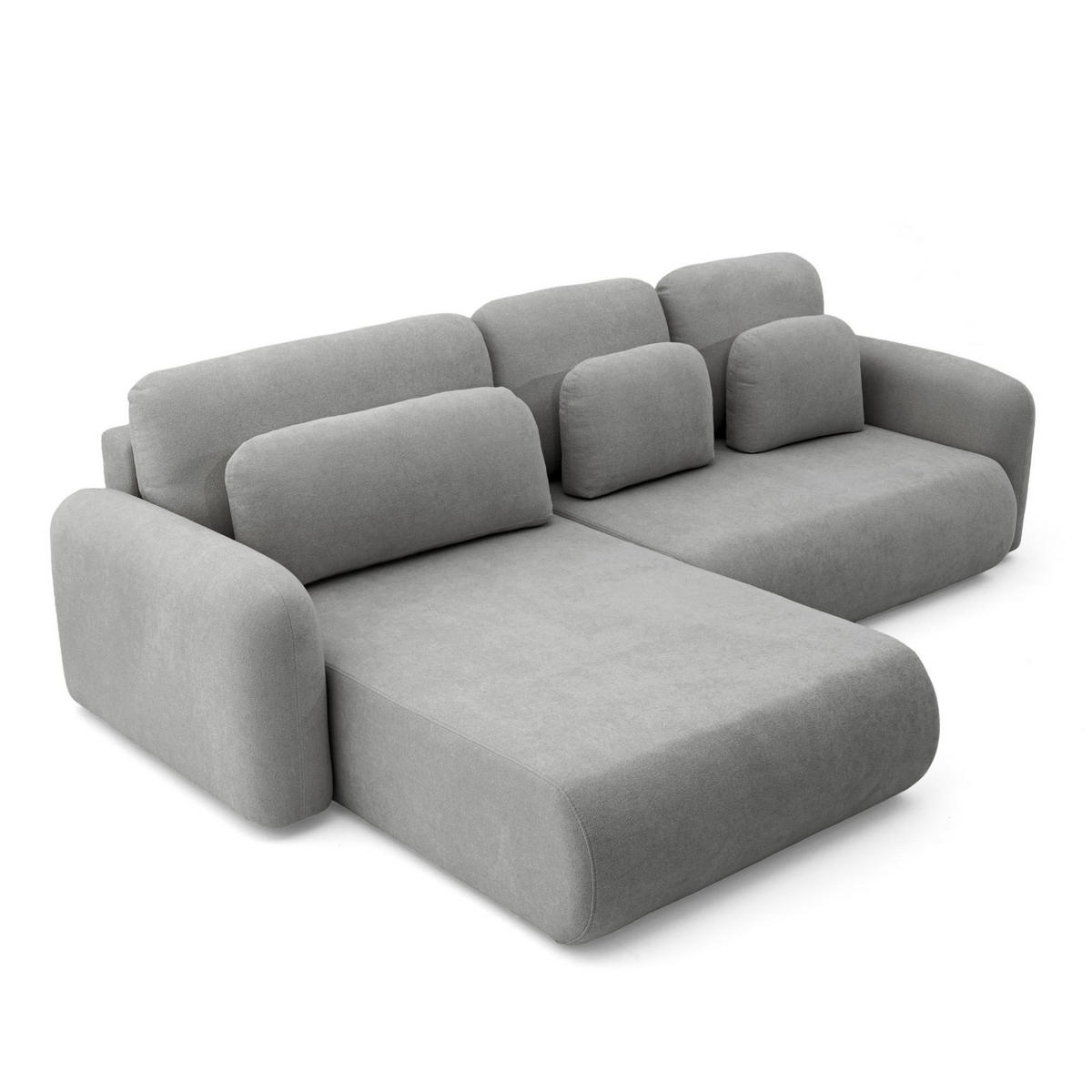 ECKSOFA NEST L Universal mit Schlaffunktion 157x240 Webstoff Grau - Schwarz/Grau, Holz/Textil (280/187cm) - Muffo