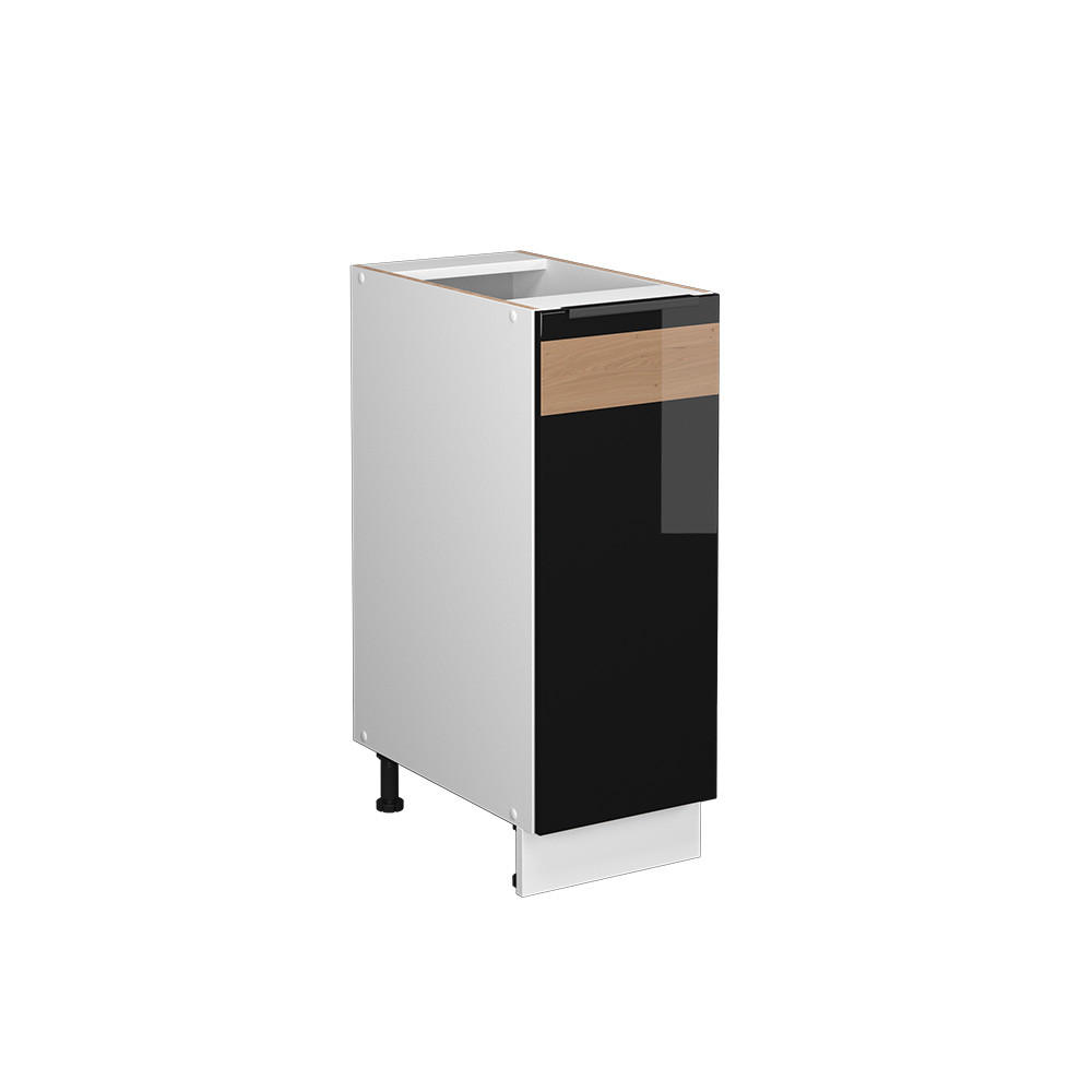 DULAP MIDI Fame-Line Stejar negru lucios/alb 30x82 cm fara blat