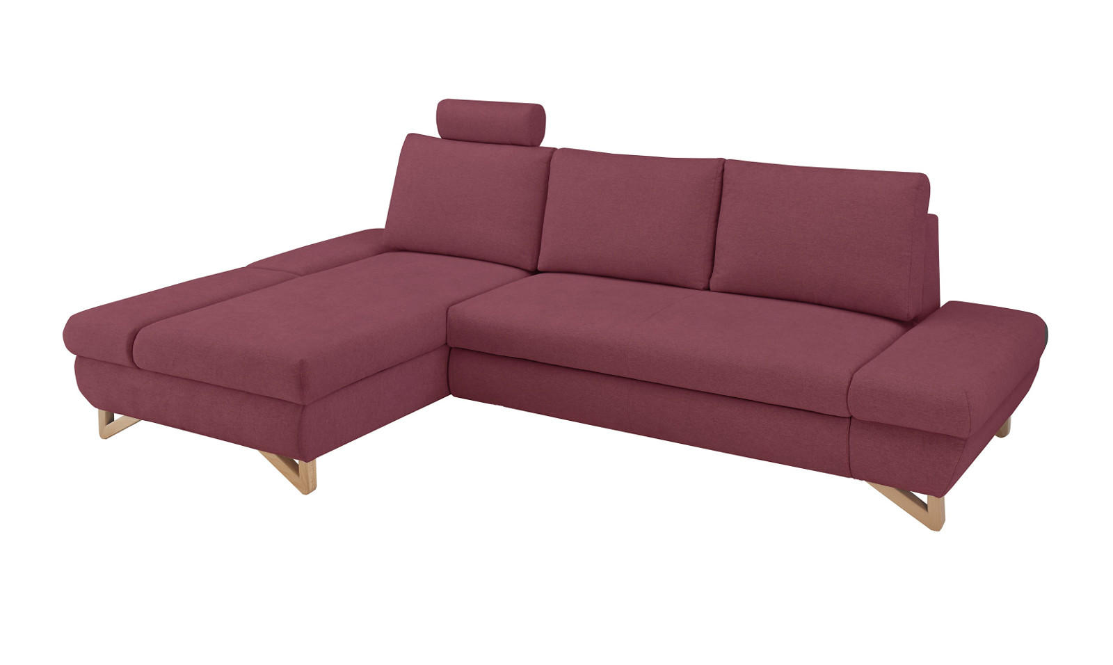 ECKSOFA bordeaux Velours, Wohnzimmer Sofa - Bordeaux, Holz/Textil (166/284cm) - Furn.Design
