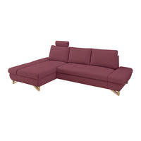 ECKSOFA bordeaux Velours, Wohnzimmer Sofa - Bordeaux, Holz/Textil (166/284cm) - Furn.Design