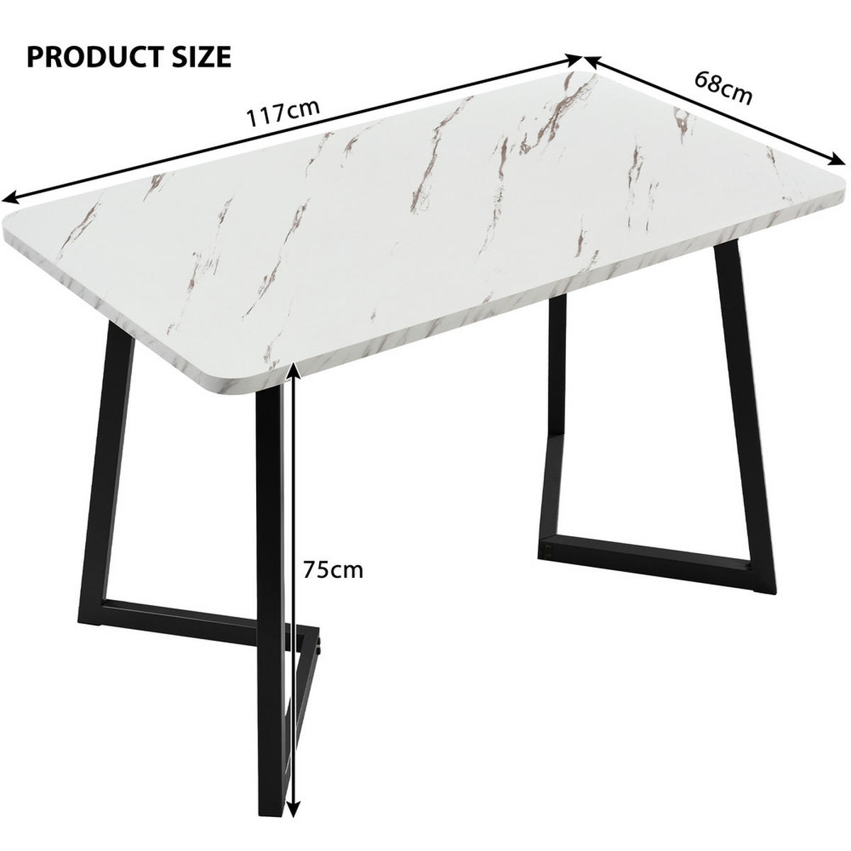 TISCHGRUPPE 5-tlg Marmoroptik 117x68cm Dunkelgrau - Grau, Metall (74/10/130cm) - Raelunyi