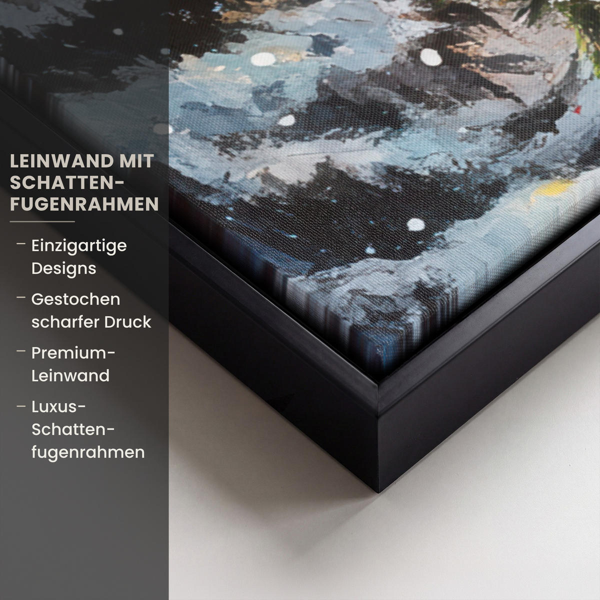LEINWAND Bilder mit Rahmen - Weihnachtsdorf - Häuser - Schnee - Weihnachten - 100x70 - Sandfarben, Textil (100/70cm) - MuchoWow