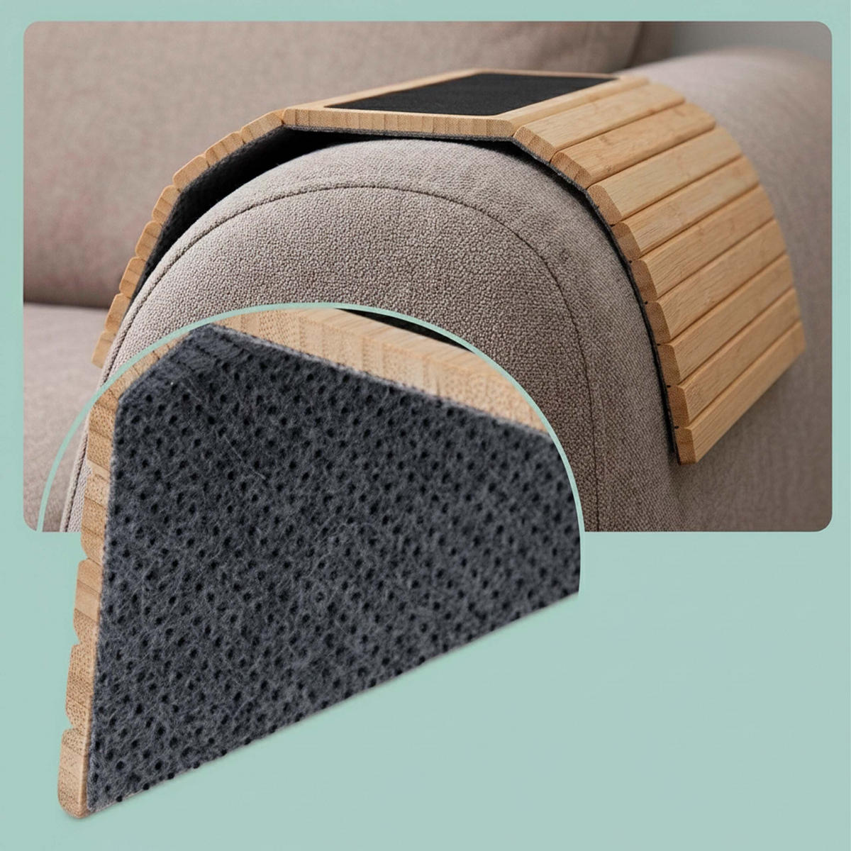 ARMLEHNENTABLETT Natur Schwarz Bambus klappbar - Multicolor, Holz/Textil (42/1/34cm) - Relaxdays