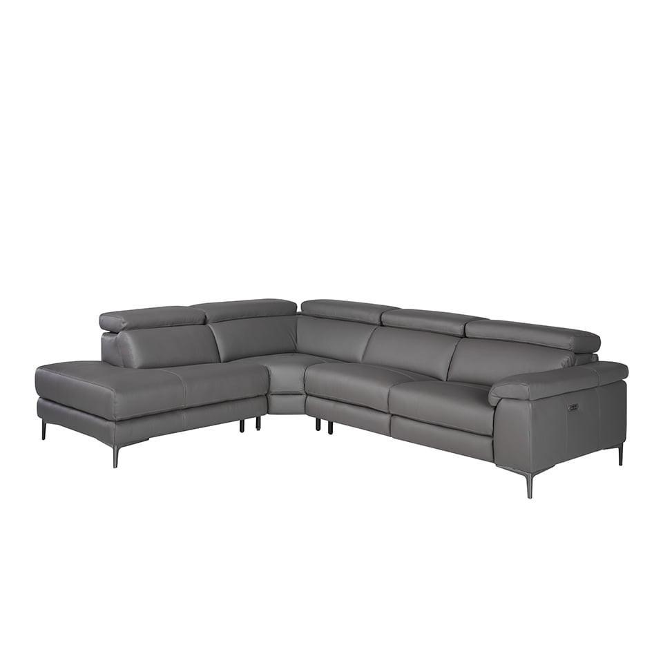 ECKSOFA Dunkelgrau Schwarz 295/232/97 cm - Dunkelgrau/Schwarz, Leder (295/232cm) - ANGEL CERDA