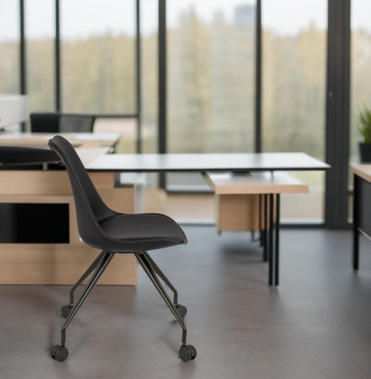 BÜROSTUHL Kunststoff ergonomisch mit Rollen und Drehfunktion GALORO, Schwarz 60x60x92 cm - Schwarz, Kunststoff/Metall (60/92/60cm) - KADIMA DESIGN