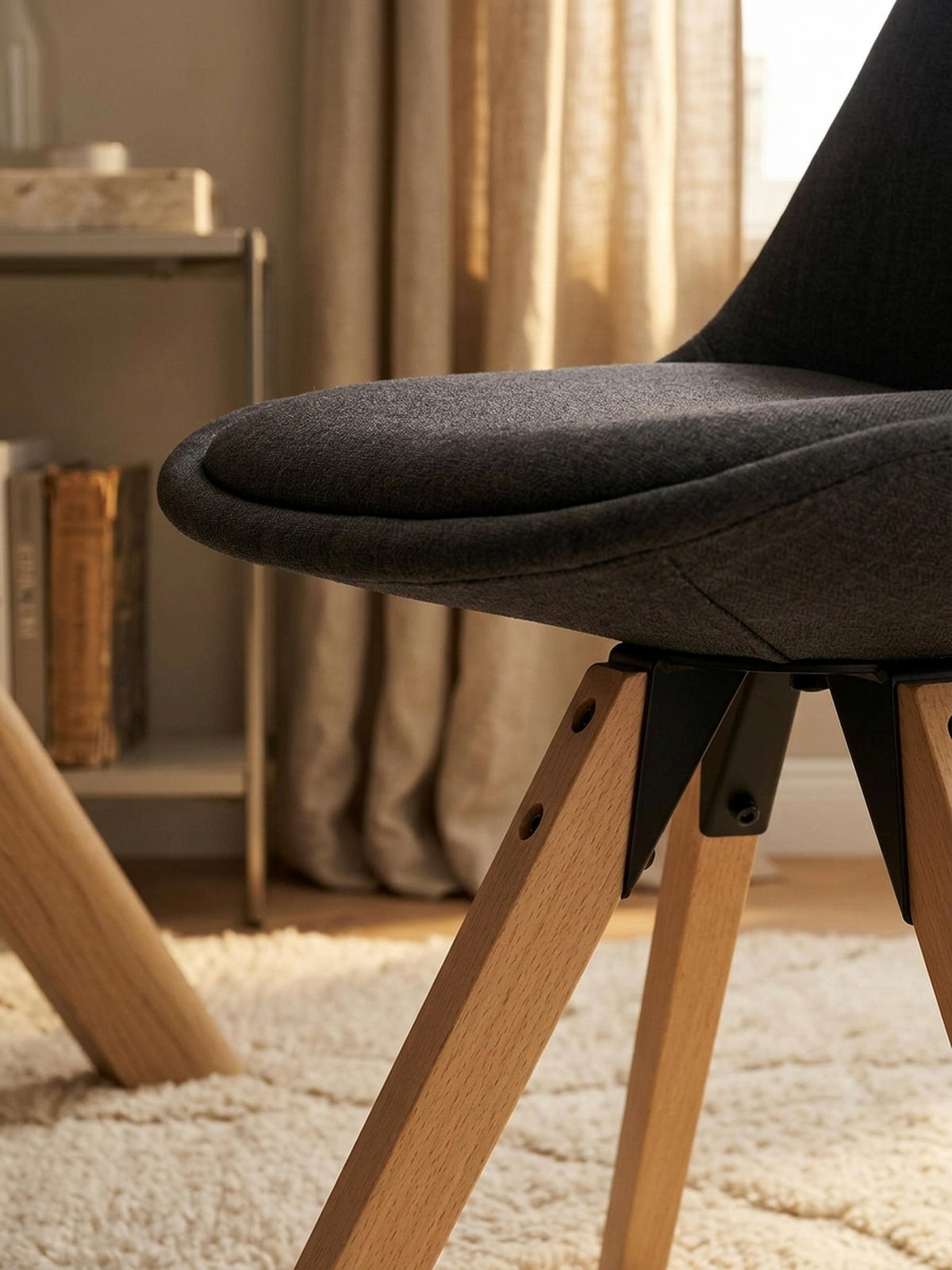 ESSZIMMERSTUHL 2er Set Stoffbezug mit Holzgestell Skandinavisch gepolstert, Anthrazit 49x52x87 cm - Anthrazit/Beige, Holz/Textil (49/87/52cm) - KADIMA DESIGN