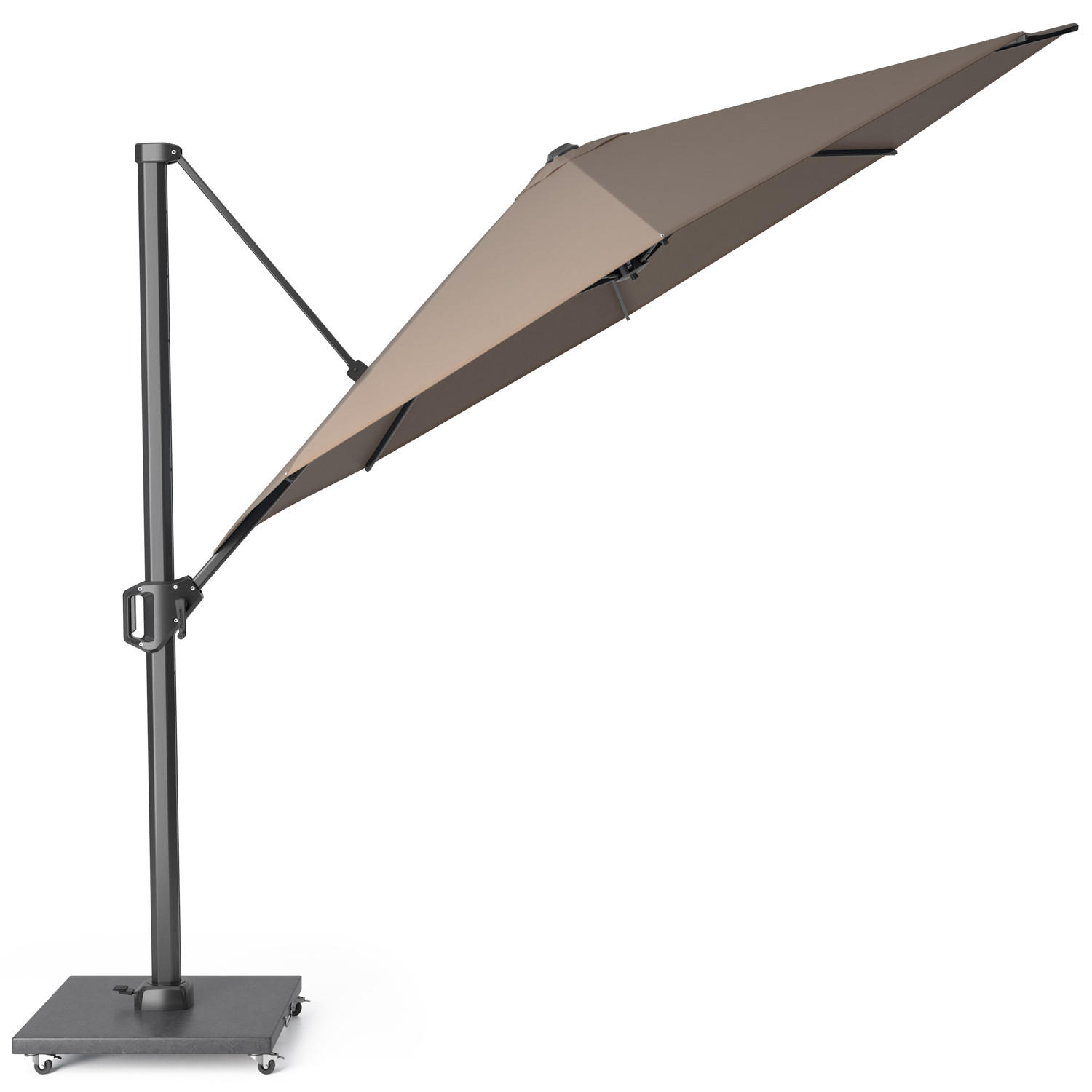 AMPELSCHIRM rund 3.5 m Challenger T¹ Premium 360° kippbar braun/anthrazit - Braun, Metall (350/350cm) - Platinum