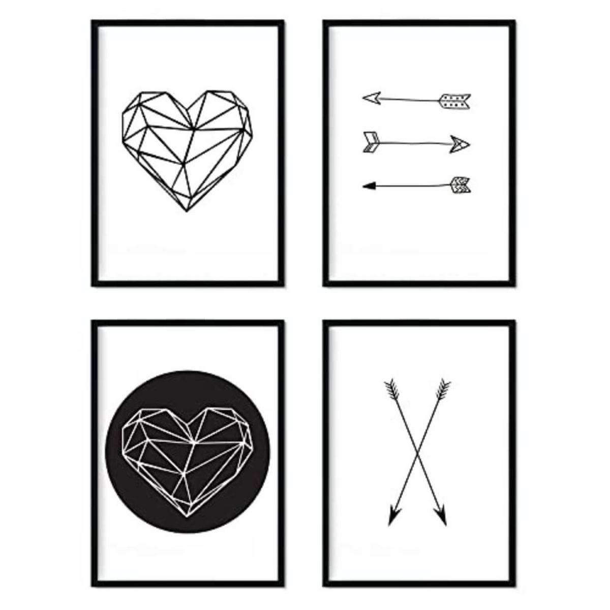 POSTER Set mit 4 geometrische Formen A3 Rahmenlos - Klar, Papier (29.7/3cm) - Nacnic