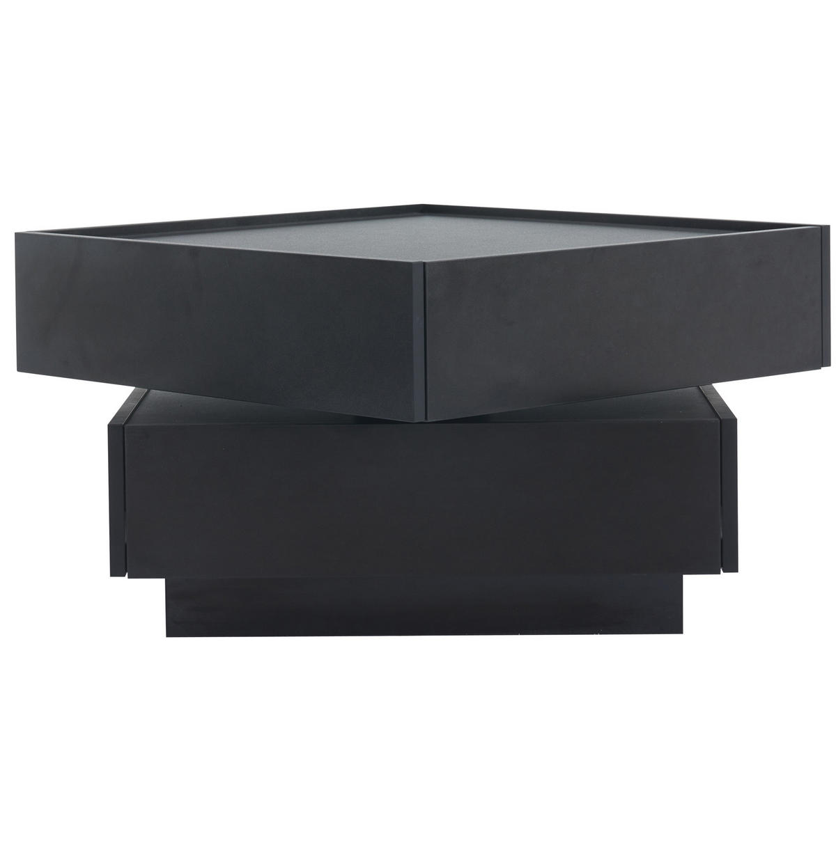 COUCHTISCH drehbar 60 x 60 cm Schwarz mit 2 Schubladen - Schwarz, Holzwerkstoff (60/60/38cm) - Meubliv