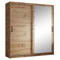 SCHWEBETÜRENSCHRANK Hela 180/205/60 2-türig eiche Artisan mit Spiegel - Eiche Artisan, Holzwerkstoff (180/205/60cm) - Beautysofa
