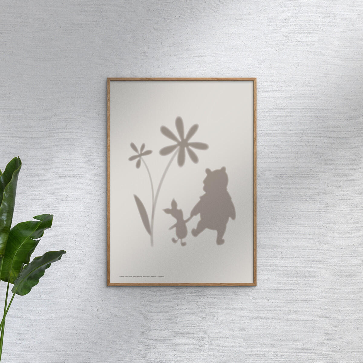 POSTER mit Rahmen Disney - Disney's Winnie the Pooh & Piglet Flower Silhouettes - Eichefarben/Beige, Holz/Papier (50/70cm) - Poster&Frame