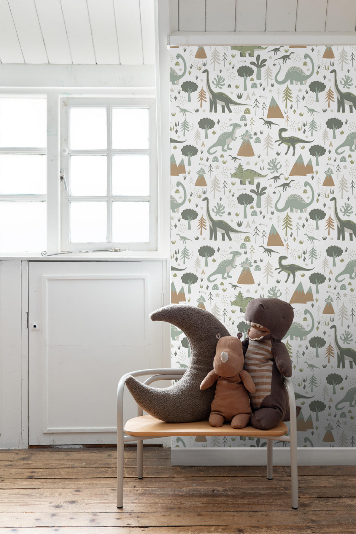 TAPETE Dinosaurier 53 cm x 10.05 m - Weiß, Papier (53/0.1cm) - ESTAhome