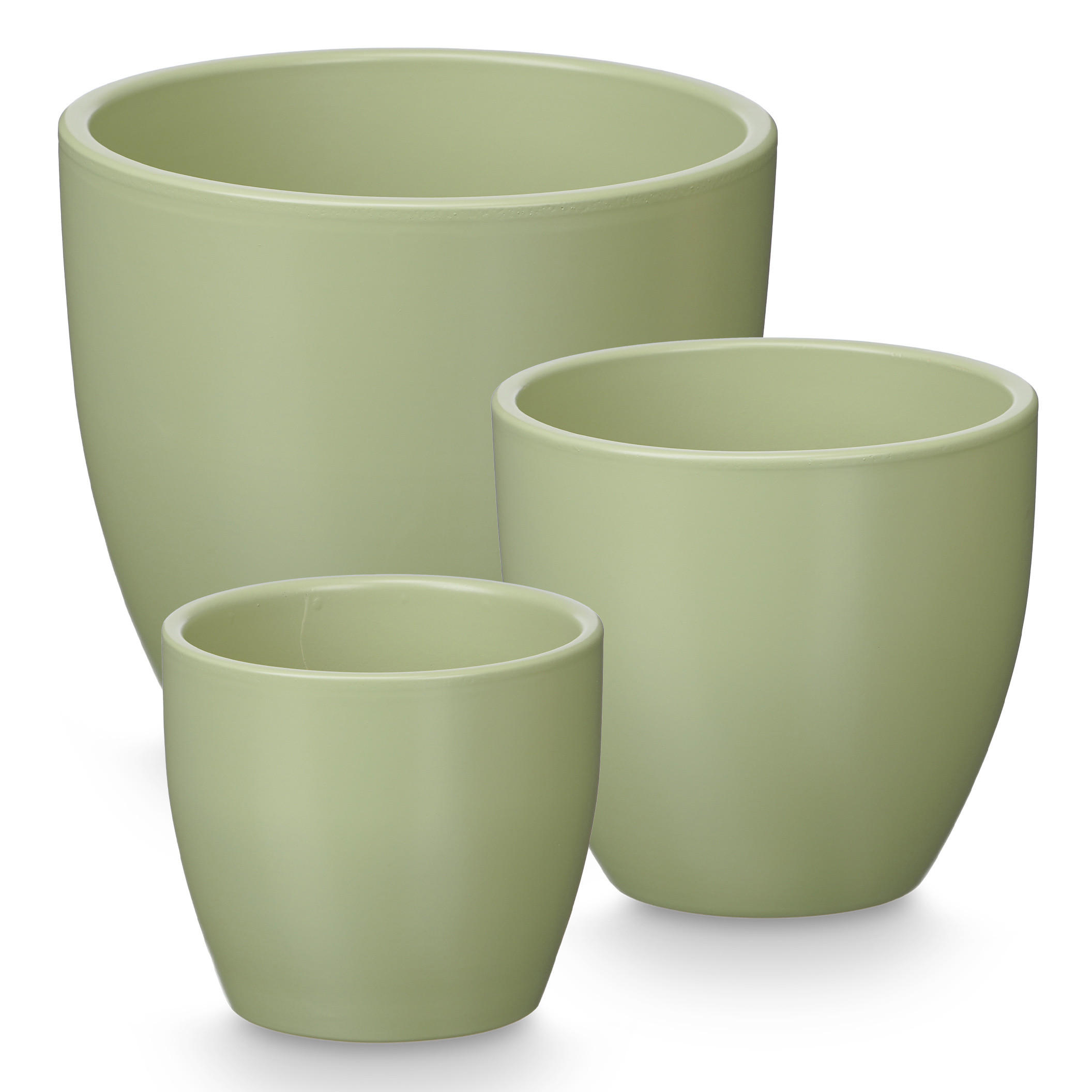 BLUMENTOPF Set Ø 14/17/22 cm, 3er - Mintgrün, Keramik (22/19/22cm) - Ibergarden