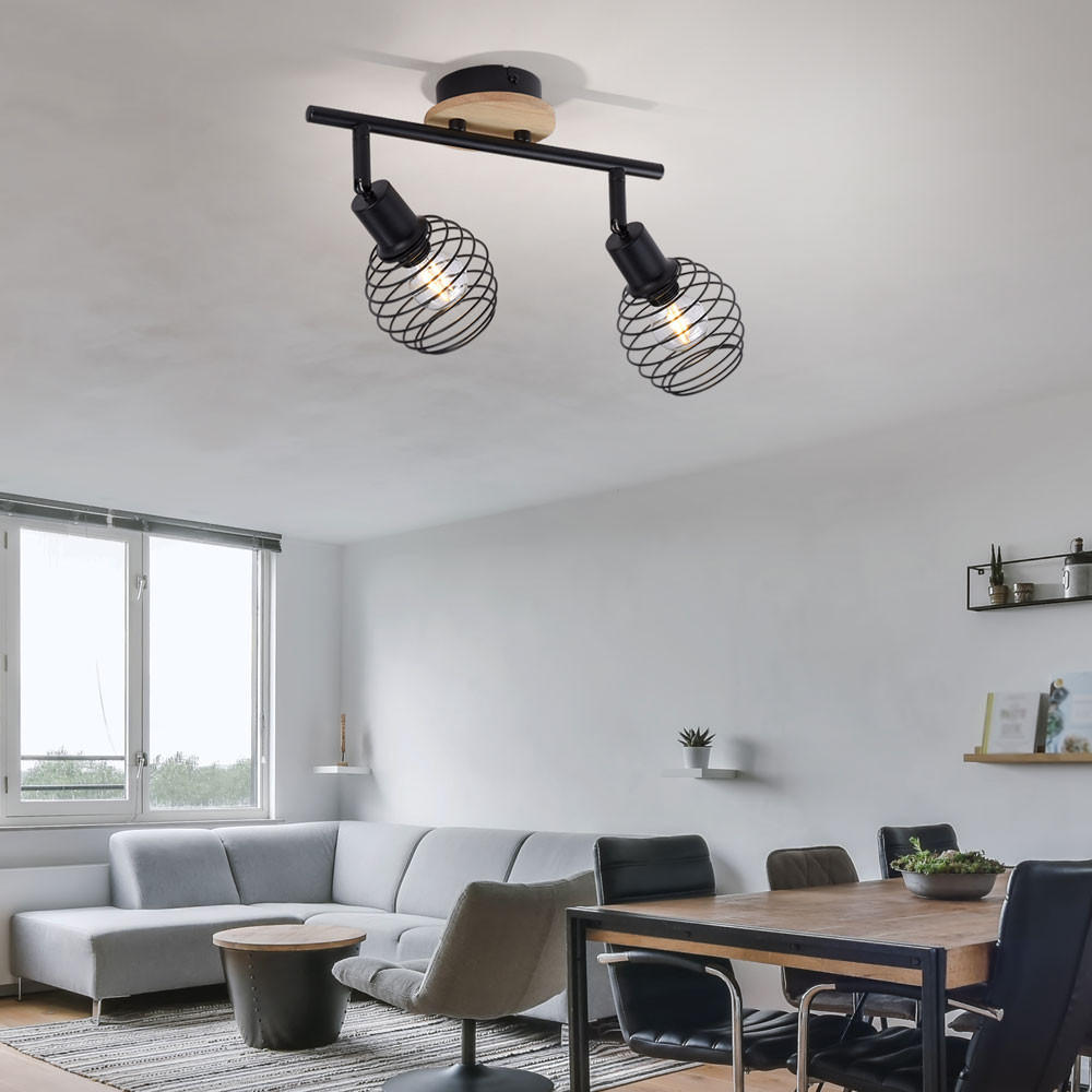 Thumbnail - Deckenleuchte, Schwarz, Holz, 22.6x23x50 cm, Lampen & Leuchten, Innenbeleuchtung, Deckenleuchten