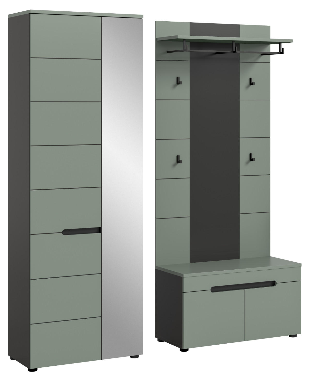 Inn.Furn Garderobe-Set Salbeigrün 160x190x37 cm