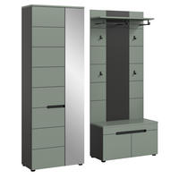 GARDEROBE-SET Salbei und Grau, 3-teilig, 160 x 190 cm, Soft-Close, Cooper - Salbeigrün/Schwarz, Holzwerkstoff/Kunststoff (160/190/37cm) - Inn.Furn