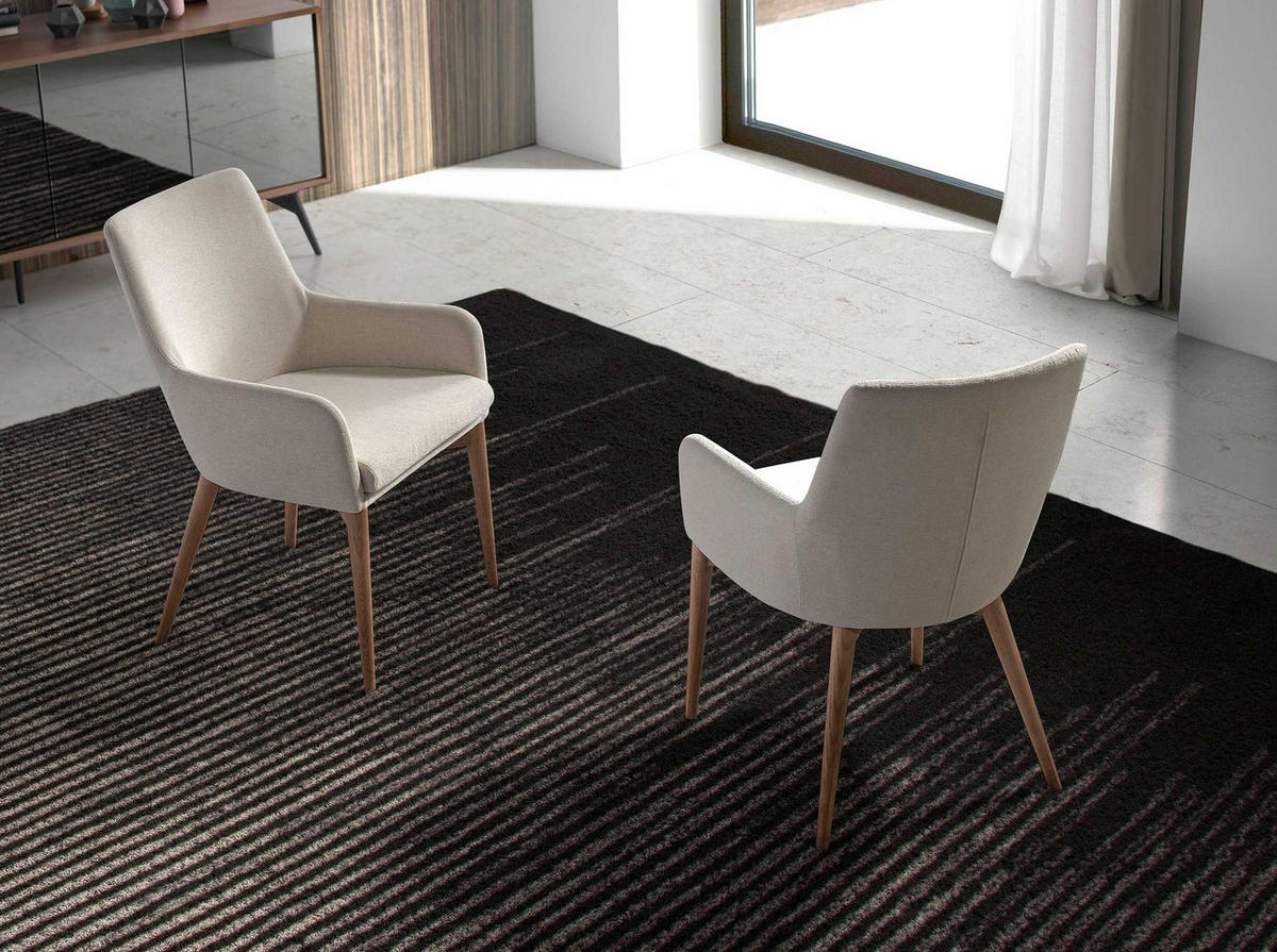 STUHL Stoff beige - Beige/Nussbaumfarben, Holz/Textil (57/88/64cm) - ANGEL CERDA