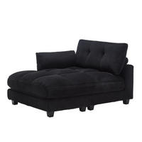 RÉCAMIERE Cord Schwarz mit Getränkehaltern, USB und Seitentasche - Schwarz, Holzwerkstoff/Kunststoff (140/81/121cm) - WISHDOR