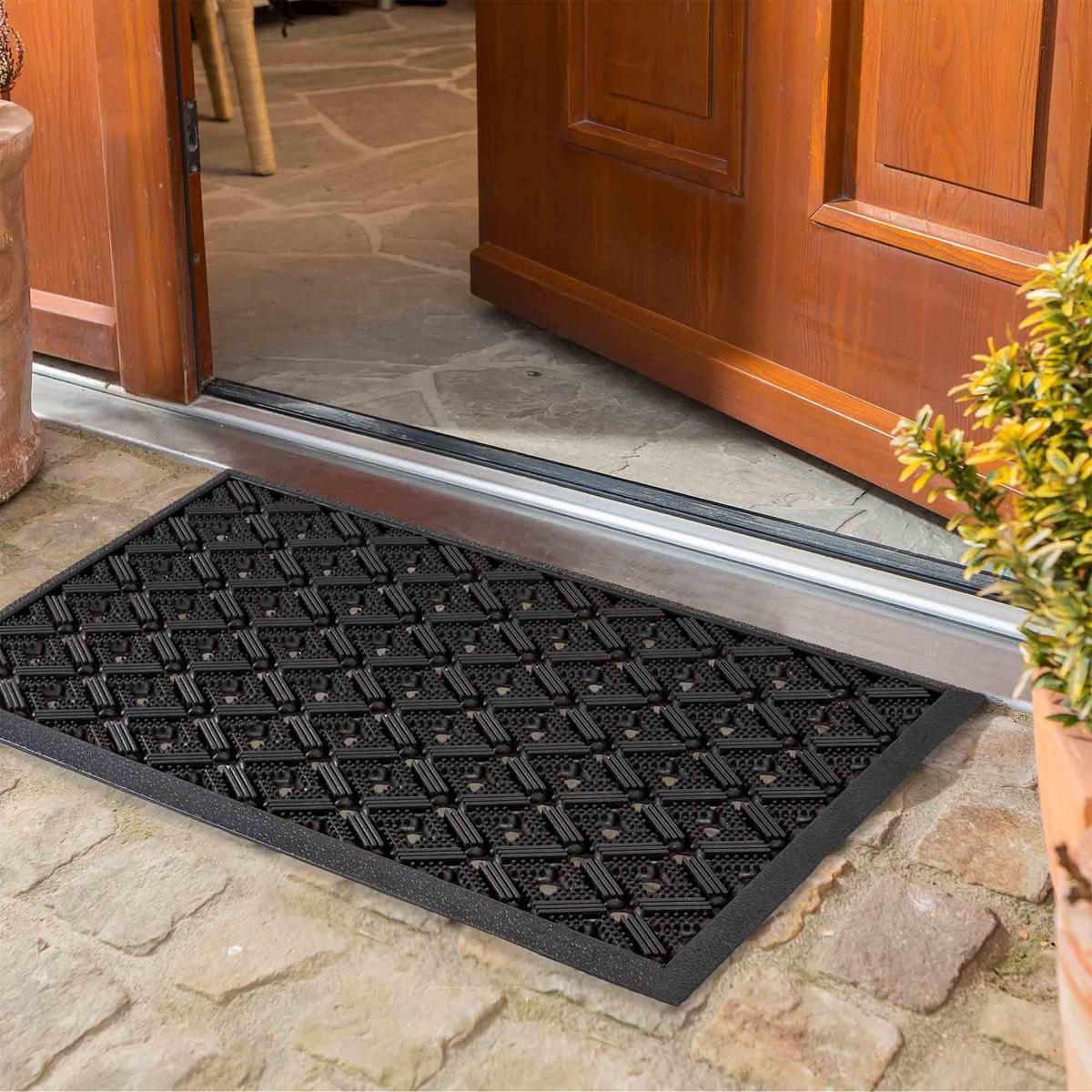FUSSMATTE AUßEN DYNAMIC RILLEN - Schwarz, Textil (45/75cm) - Astra
