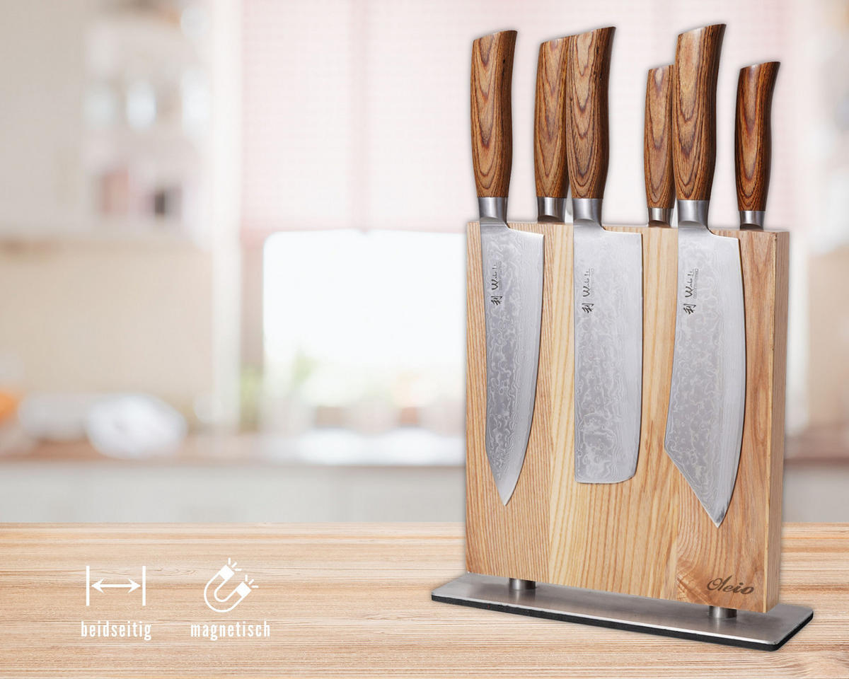 MAGNET-MESSERBLOCK - Eichefarben, Holz (23.6/3/26.5cm) - Oleio