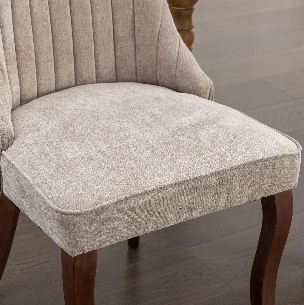 ESSZIMMERSTUHL 2er-Set mit hoher Rückenlehne Chenille Beige - Beige, Holz (50/95.5/64cm) - Meubliv