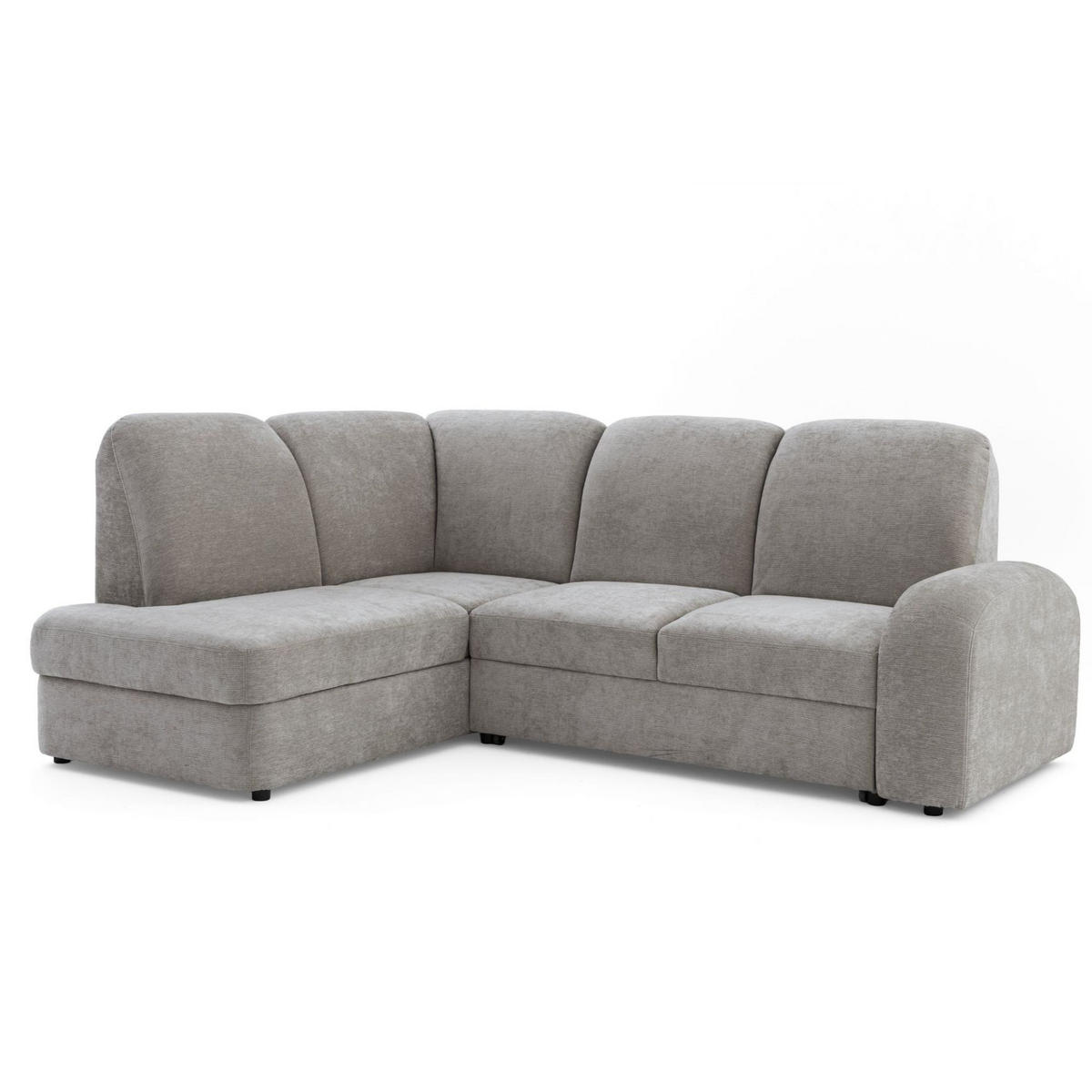 ECKSOFA VIBE L Links mit Schlaffunktion 129x205 Chenille Grau - Schwarz/Grau, Holz/Kunststoff (186/250cm) - Muffo