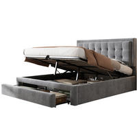 POLSTERBETT 140/200 cm mit verstellbarem Kopfteil, Bettkasten und Schubladen, Samt, Grau - Grau, Textil (140/200cm) - Redom