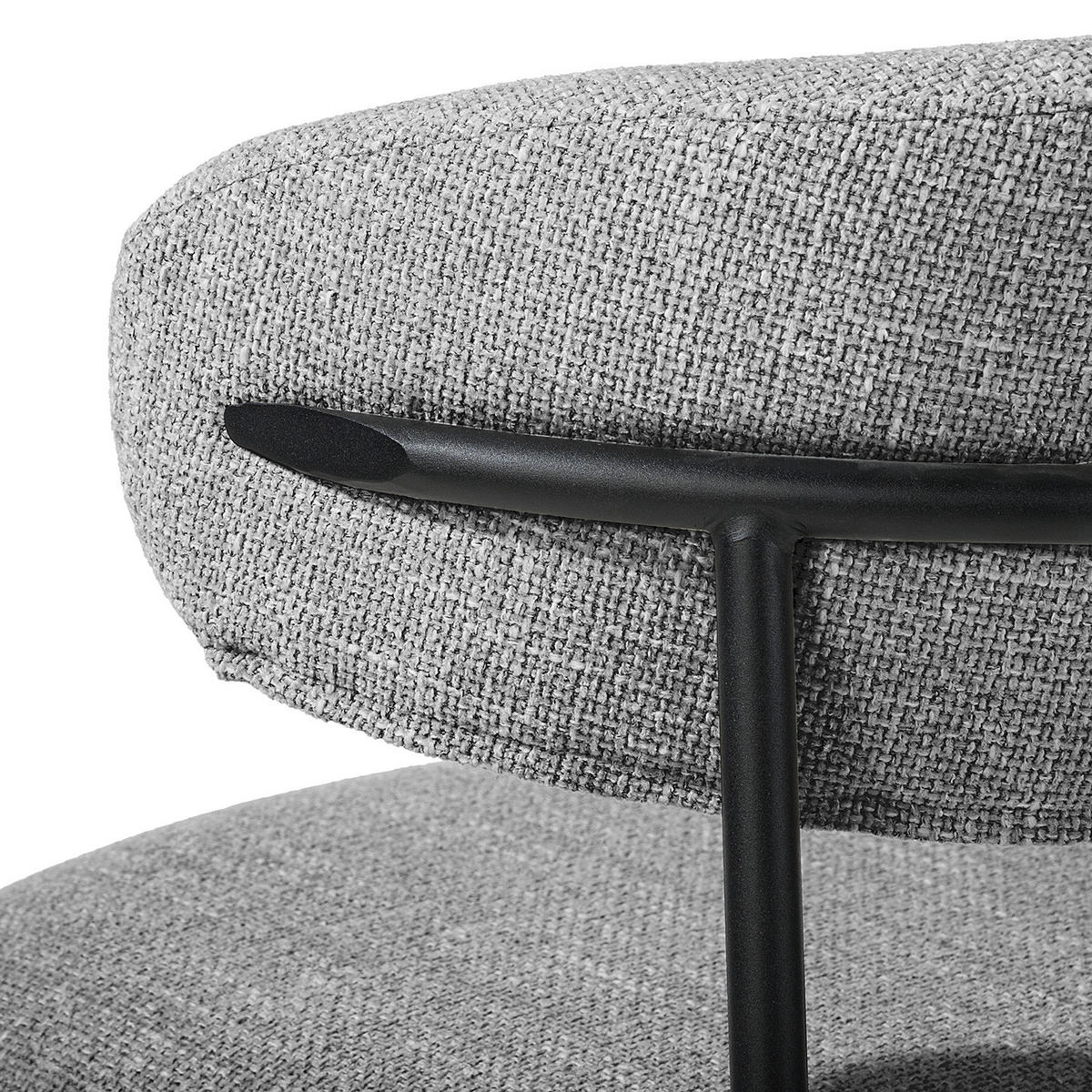 POLSTERSTUHL - 2er-Set - Strukturstoff / Edelstahl - Schwarz/Grau, Textil/Metall (55/79/58cm) - home24