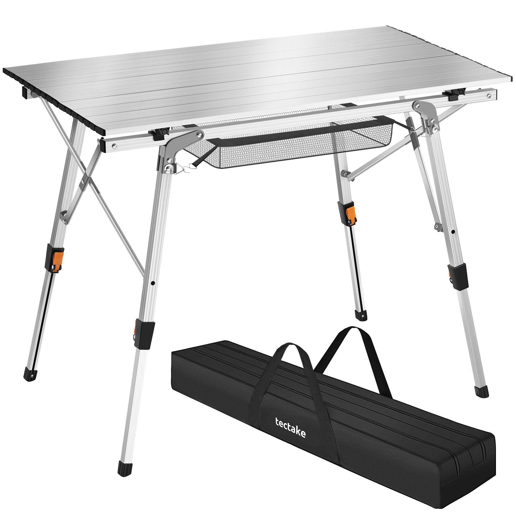 CAMPINGTISCH aus Aluminium Tina, 90 x 52 x 47 - 70 cm, silber - Silberfarben, Metall (90/52/70cm) - tectake