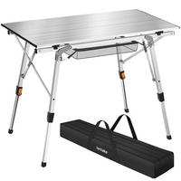 CAMPINGTISCH Tina,90 x 52 x 47 - 70 cm,silber - Silberfarben, Metall (90/52/70cm) - tectake