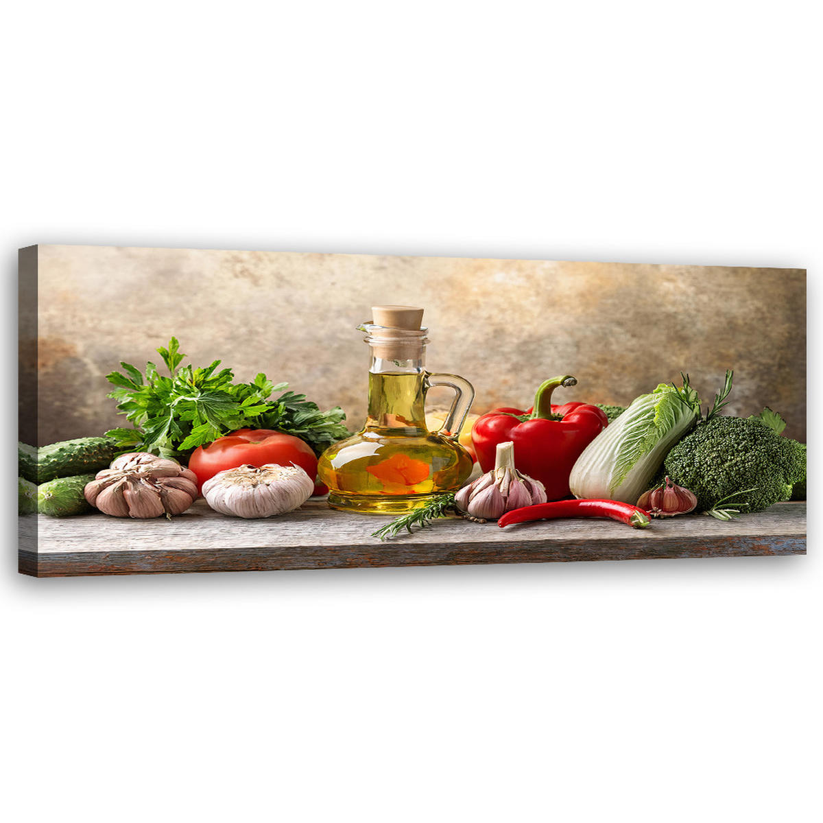 WANDBILD gemüse in der küche - Multicolor, Textil (90/30cm) - Feeby