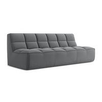 3-SITZER SOFA Samt Stoff Grau - Dunkelgrau/Schwarz, Kunststoff/Textil (210/75/93cm) - Makamii