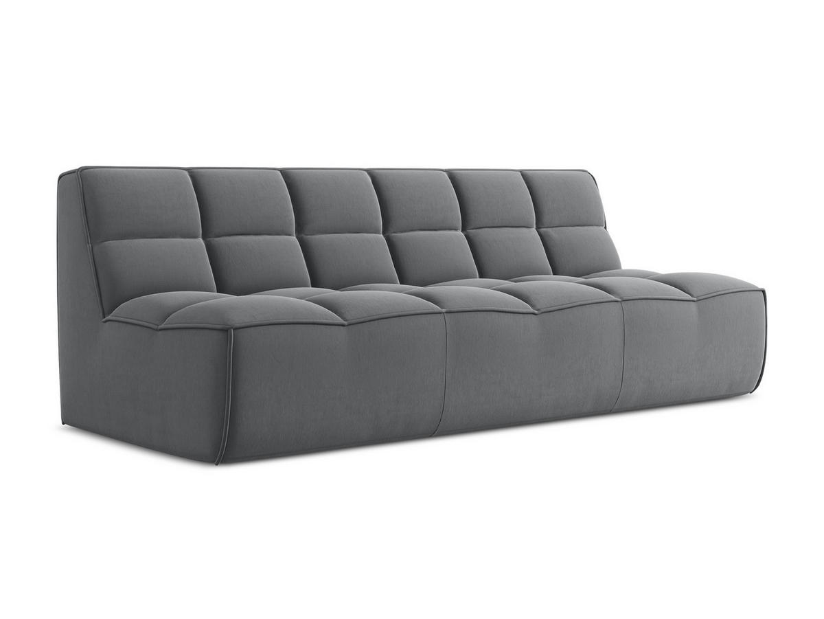 3-SITZER SOFA Samt Stoff Grau - Dunkelgrau/Schwarz, Kunststoff/Textil (210/75/93cm) - Makamii