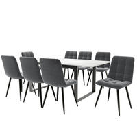 ESSGRUPPE Esstisch 8 Stühle Weiß Grau Schwarz 140-180cm - Grau, Holzwerkstoff (80/75/180cm) - FLIEKS