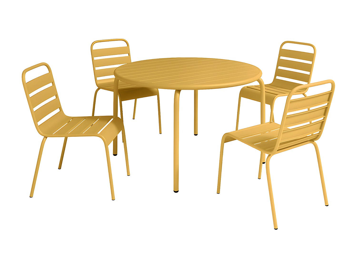 GARTENESSGRUPPE im Set - 4 -Sitzer - Stahl - senffarben - MIRMANDE - Gelb, Metall - Vente-Unique