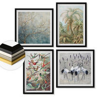 WANDBILDER 4er-Set - 50x50 cm & 40x60 cm Schwarzer Rahmen - Tropische Pflanzen, Vögel, Natur - Schwarz, Kunststoff (50/50cm) - ArtPrintCave