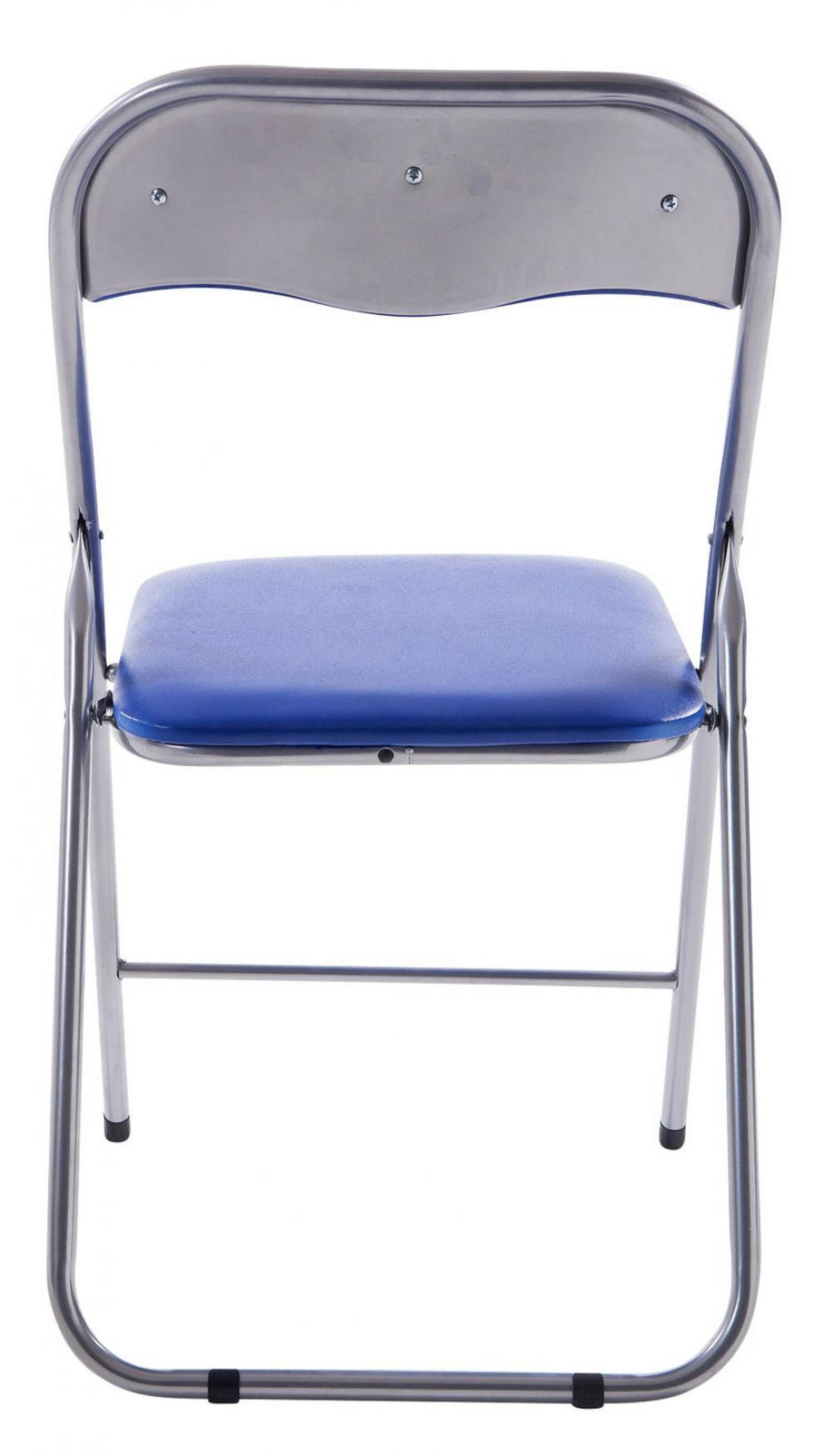 BESUCHERSTUHL Lederlook blau/silber - Blau/Silberfarben, Textil/Metall (45/78/45cm) - CLP