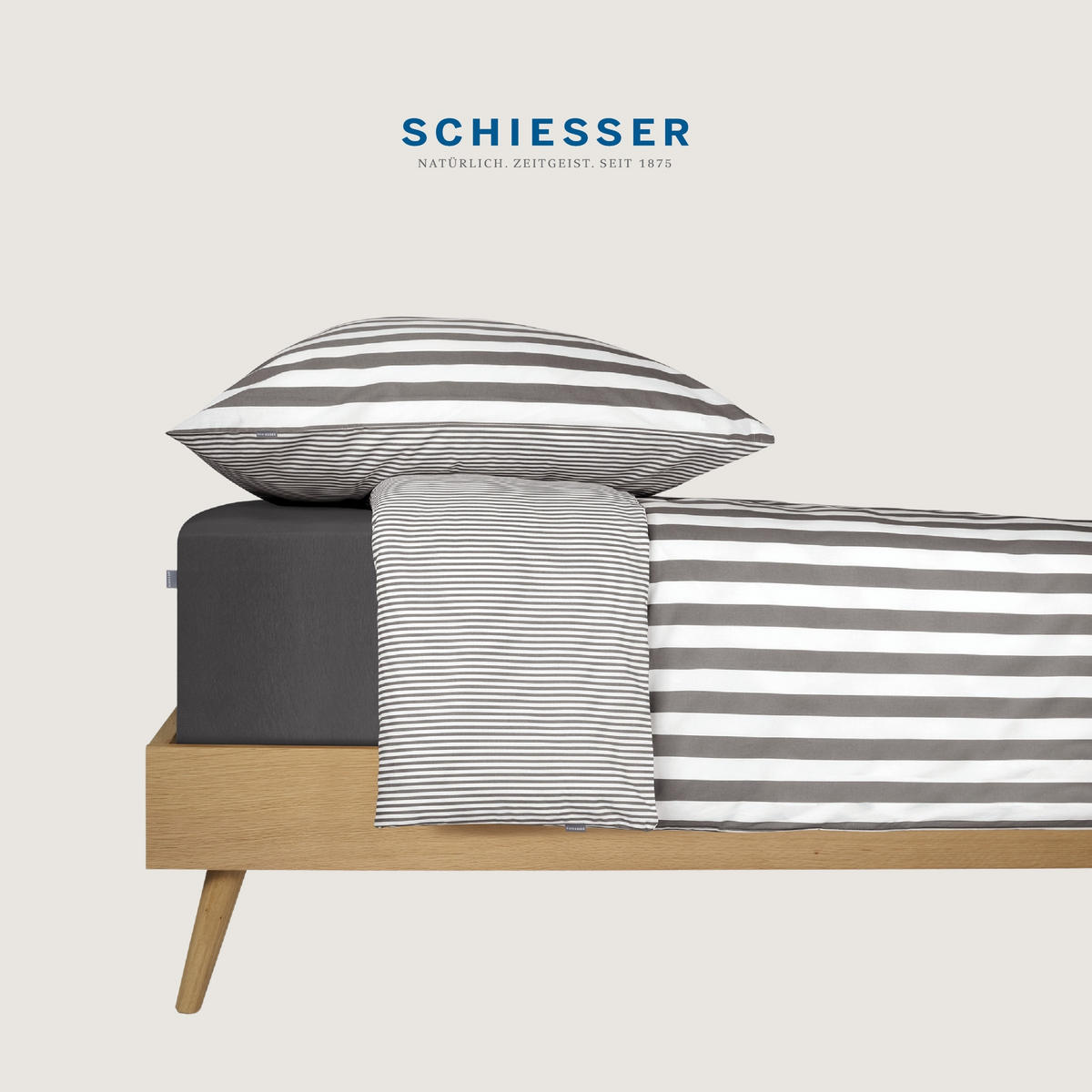 BETTWÄSCHESET Marie - Renforcé - 2-teilig - 155 x 220 cm - Grau - Grau, Textil (155/220cm) - SCHIESSER