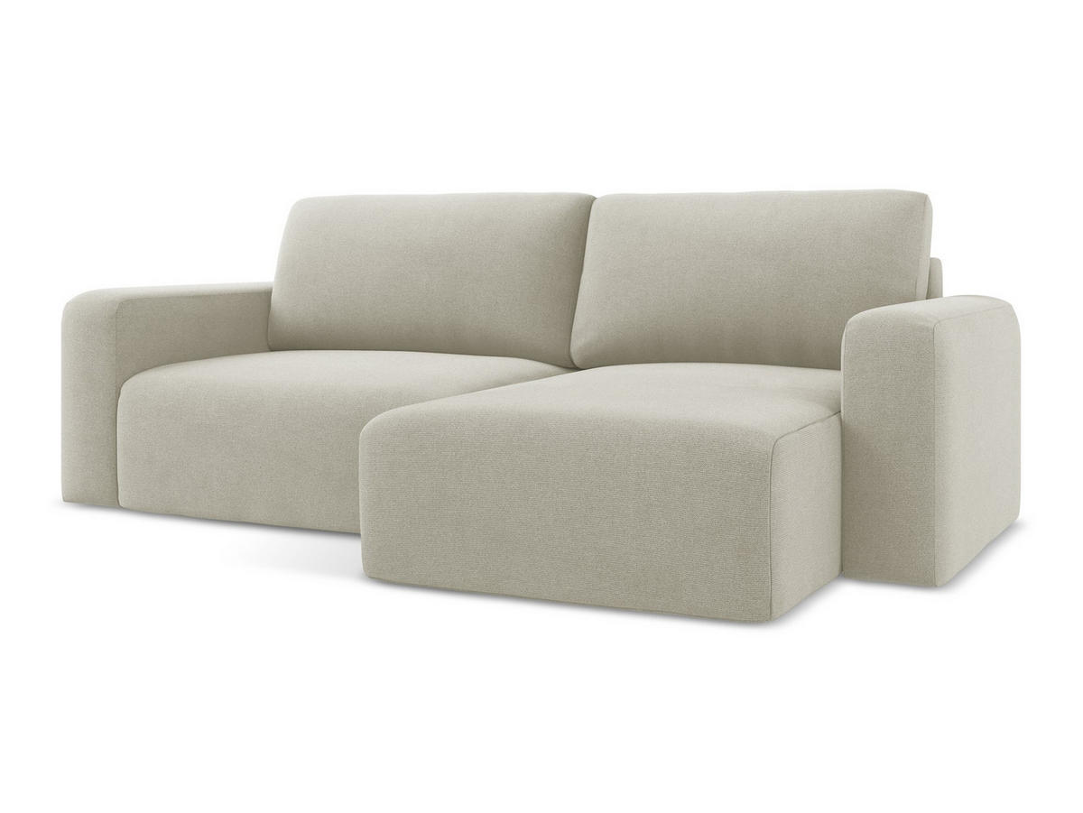 ECKSOFA mit Schlaffunktion rechts Strukturstoff Stoff Beige - Beige/Creme, Kunststoff/Textil (244/149cm) - Makamii