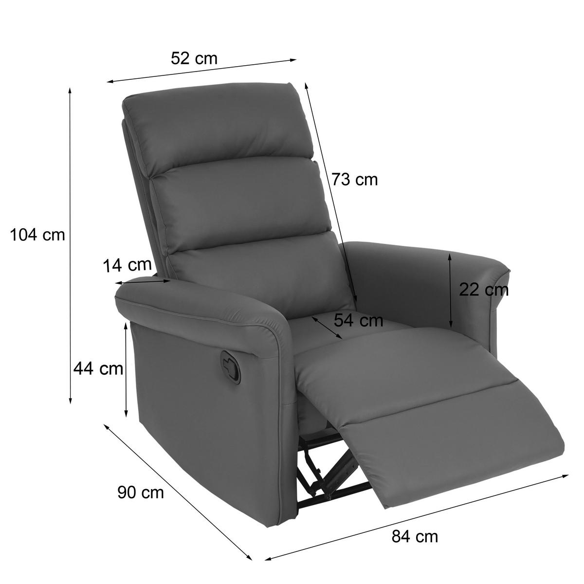 FERNSEHSESSEL Grau - Grau, Textil (84/104/90cm) - MCW