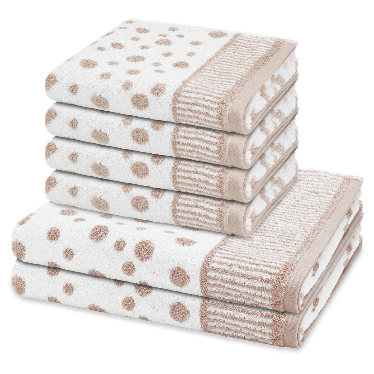 FROTTIERSET Punkte allover 6-teilig - Beige, Textil (50/100cm) - Ross