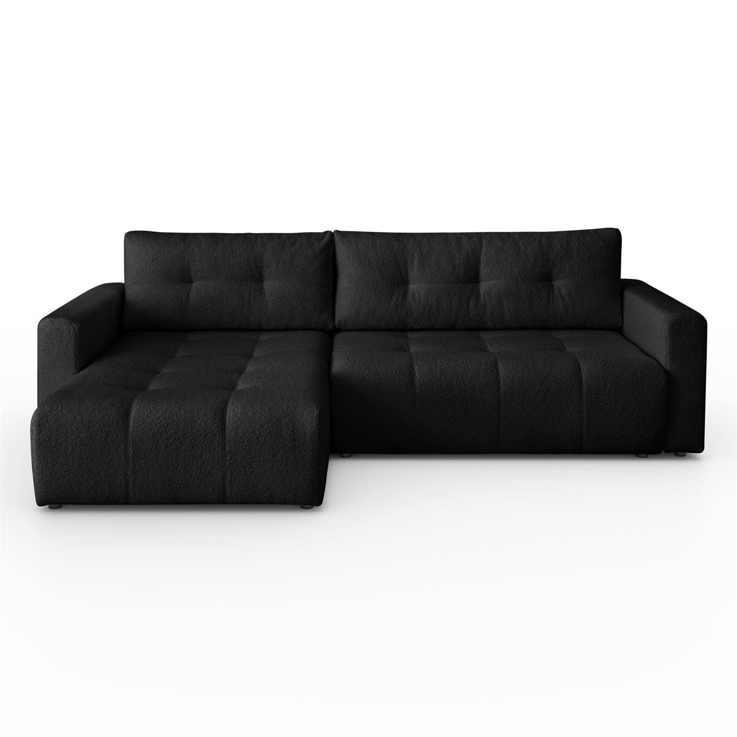 ECKSOFA ASTON mit Schlaffunktion und Bettkasten - Schwarz, Textil (261/143cm) - Lookway