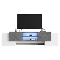 TV-SCHRANK 180x40cm Lowboard Weiß-Grau Bluetooth-LED bis 70 Zoll - Weiß, Holz (48.9/12.7/146.05cm) - FLIEKS