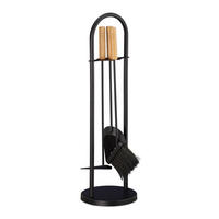 KAMINBESTECK 4tlg. - Schwarz, Holz/Metall (20/68.5/20cm) - Relaxdays
