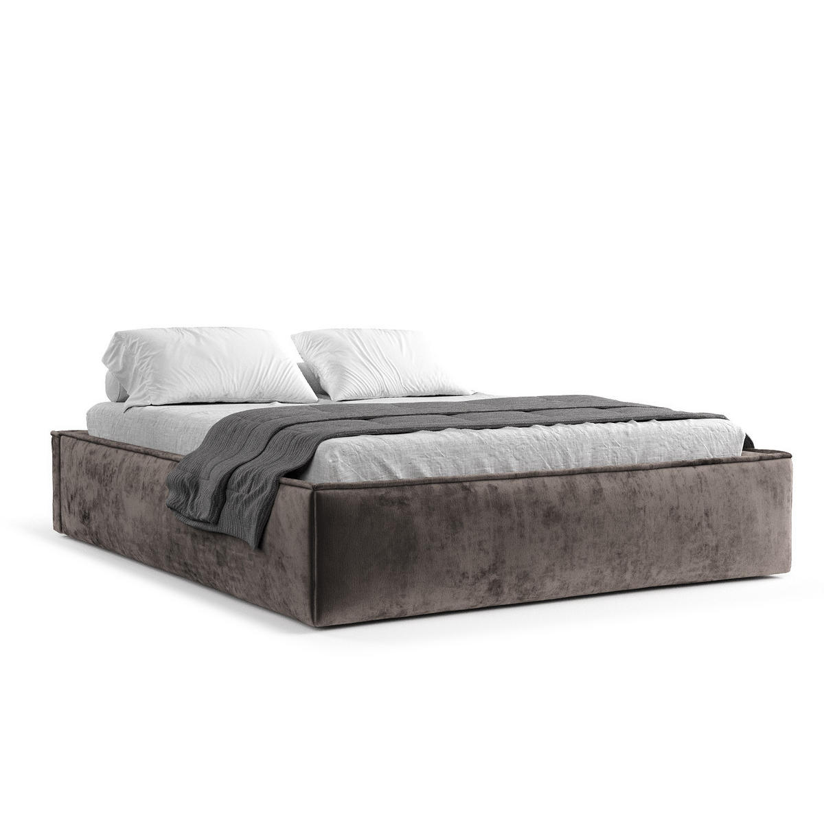 POLSTERBETT Alvar Braun 120/200 cm im Chenille-Stoff - Schwarz/Naturfarben, Holz/Holzwerkstoff (120/200cm) - Maison de Reve