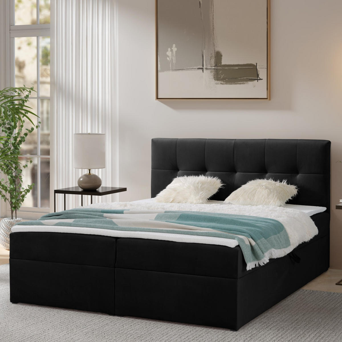 BOXBETT Toronto 180x200 Bonell-Matratze H3 und Topper - Silberfarben/Schwarz, Holz/Holzwerkstoff (180/200cm) - Ravio