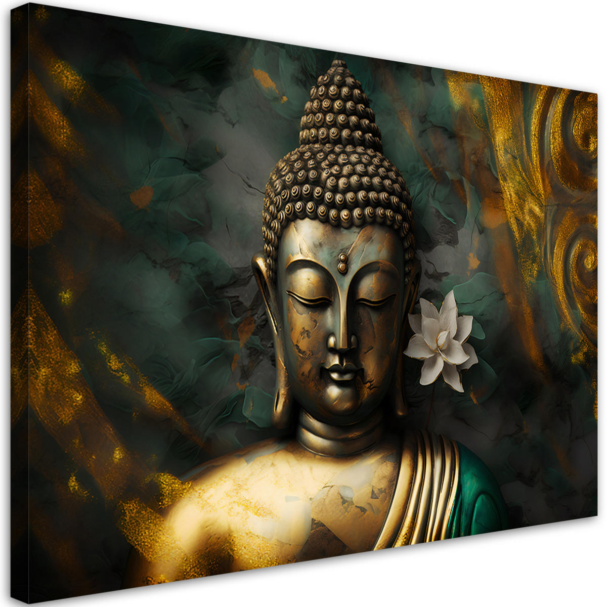 LEINWANDBILD Buddha Zen Abstraktion - Grün, Textil (60/40cm) - Feeby