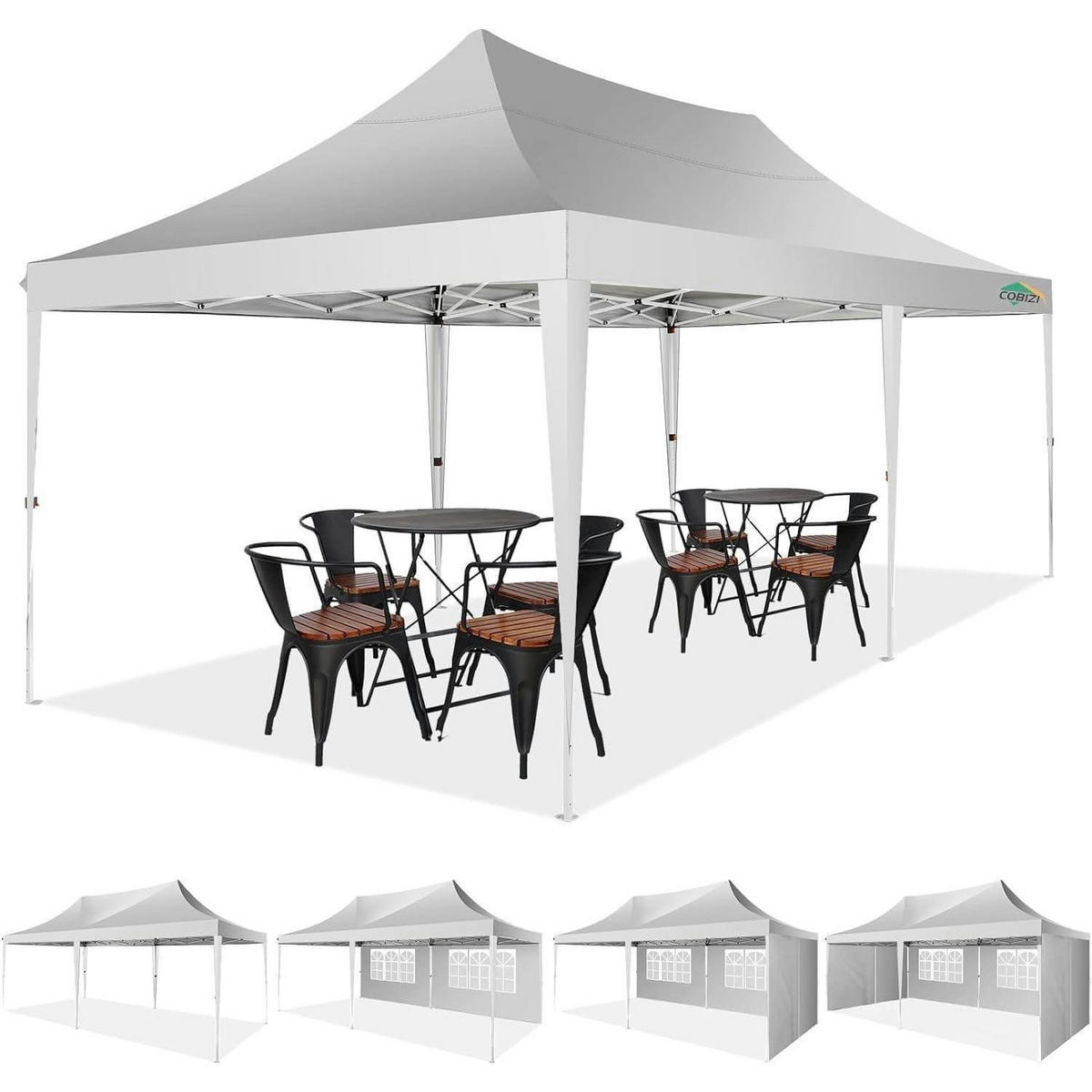 FALTPAVILLON 3 x 6 m Weiß Wasserdicht Höhenverstellbar - Weiß, Textil (300/320/600cm)