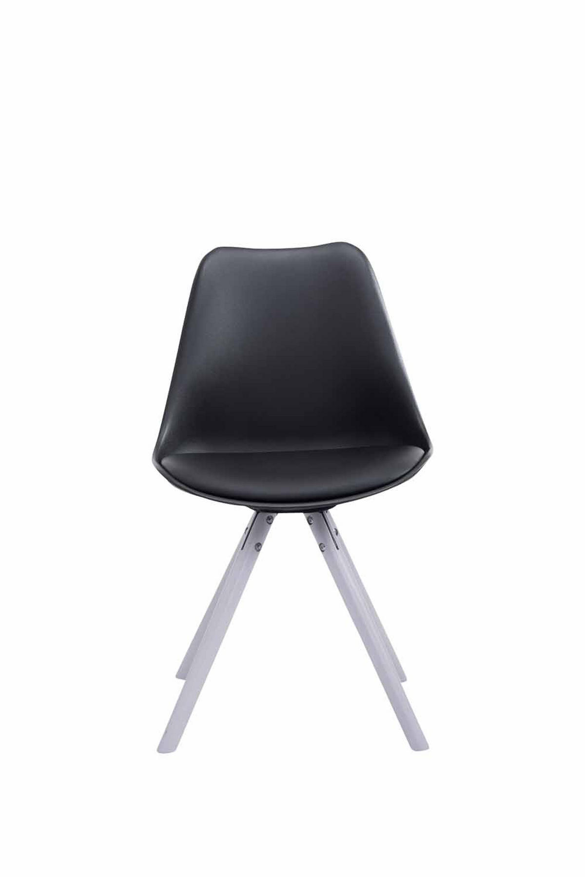 BESUCHERSTUHL Toulon Kunstleder, Gestell Buchenholz Weiß rund Schwarz - Schwarz/Weiß, Holz/Buchenholz (48/83/56cm) - TPFLiving